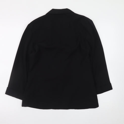 New Look Women Black Size 12 Classic Lined Open Blazer Jacket