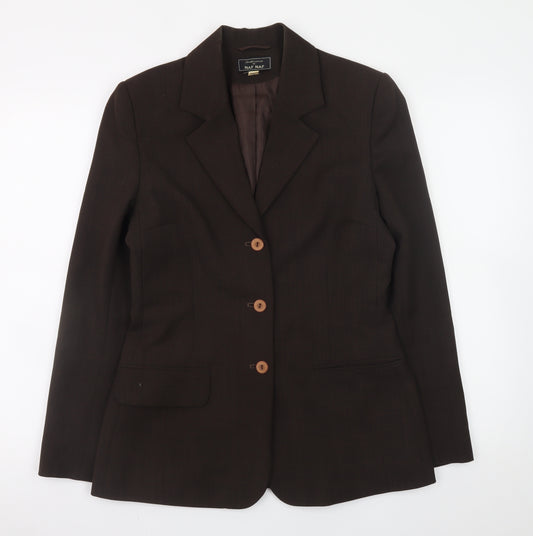 NAF NAF Women’s Brown Polyester Blazer Size 10 Classic Work Jacket