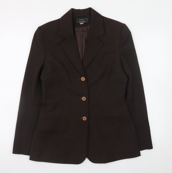 NAF NAF Women’s Brown Polyester Blazer Size 10 Classic Work Jacket