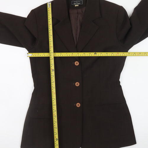 NAF NAF Women’s Brown Polyester Blazer Size 10 Classic Work Jacket