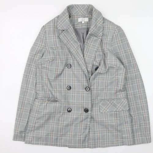 JCL Womens Grey Check Blazer Medium Long Sleeve Business Casual Jacket