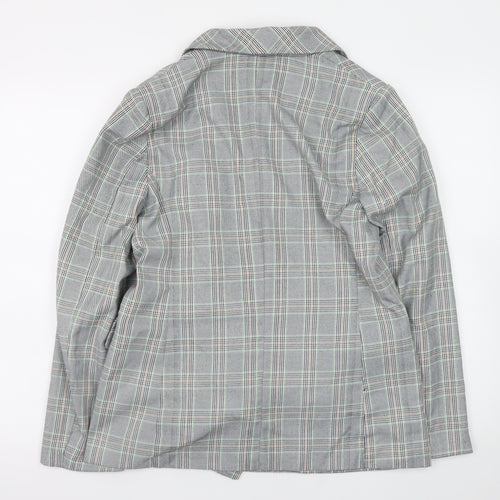JCL Womens Grey Check Blazer Medium Long Sleeve Business Casual Jacket