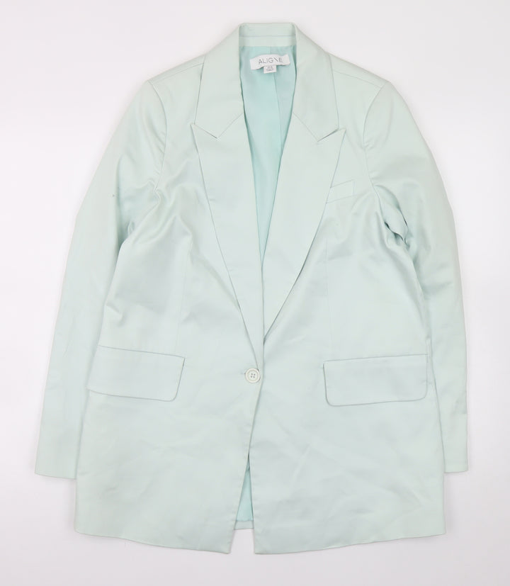 Aligne Women’s Green Blazer Jacket Size 10 Single Breasted Workwear