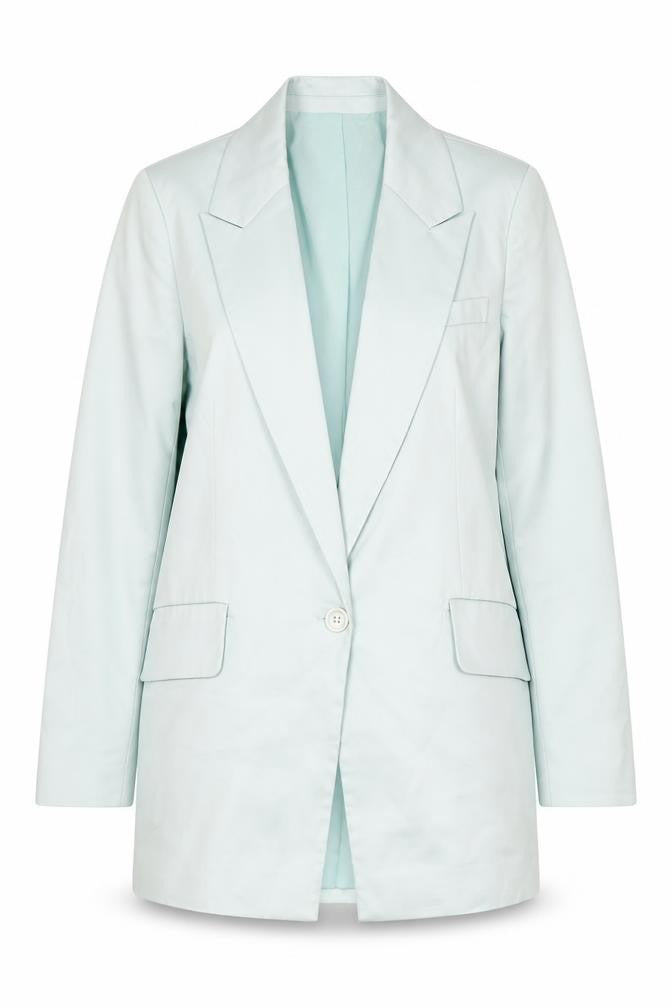 Front view of Aligne Women’s Green Blazer Jacket, size UK 10, Single Breasted Workwear