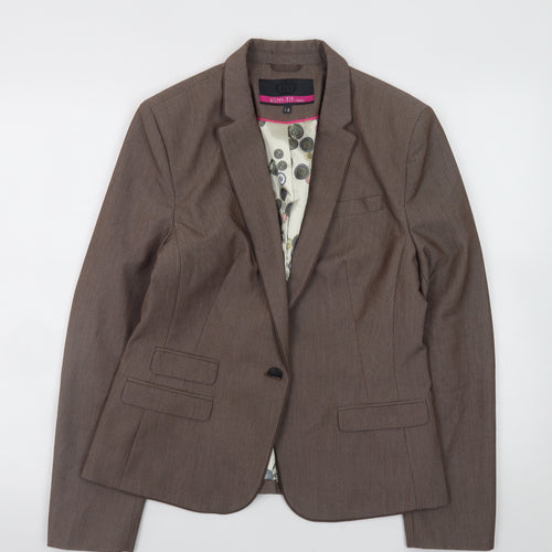 Next Women Brown Slim Fit Blazer Size 14 Smart Business Jacket