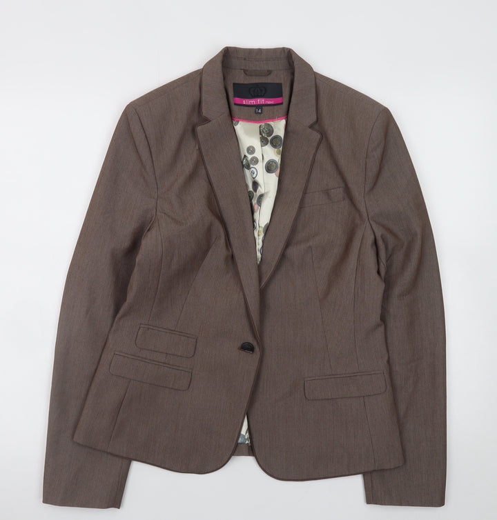 Next Women Brown Slim Fit Blazer Size 14 Smart Business Jacket