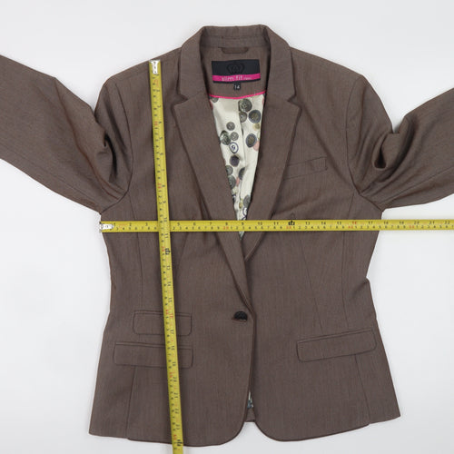 Next Women Brown Slim Fit Blazer Size 14 Smart Business Jacket