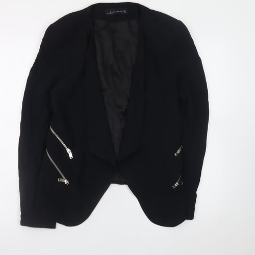 Zara Woman Black L Biker Blazer Jacket with Zips for Women