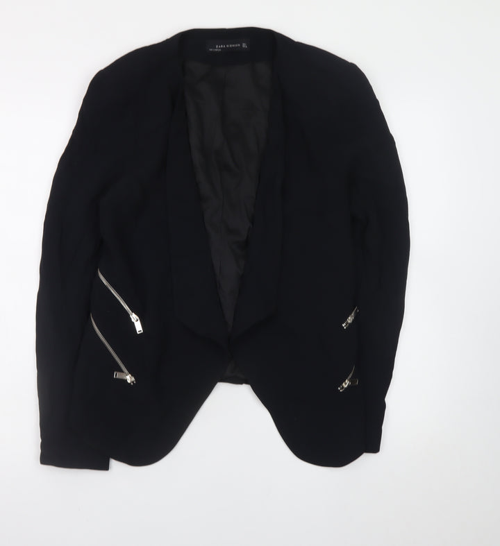 Zara Woman Black L Biker Blazer Jacket with Zips for Women