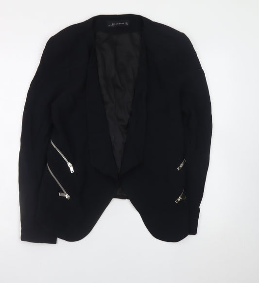 Zara Woman Black L Biker Blazer Jacket with Zips for Women