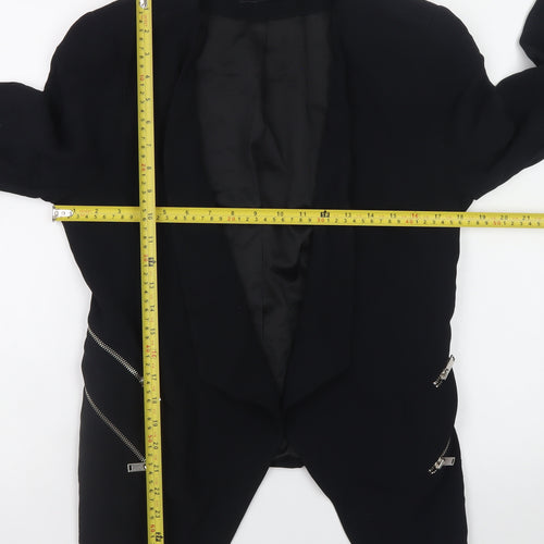 Zara Woman Black L Biker Blazer Jacket with Zips for Women