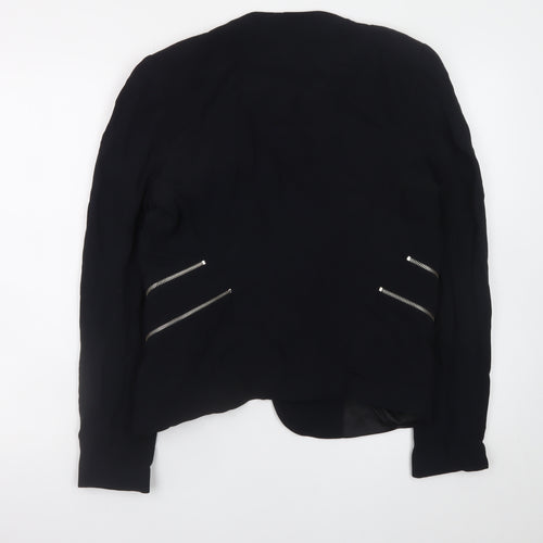 Zara Woman Black L Biker Blazer Jacket with Zips for Women