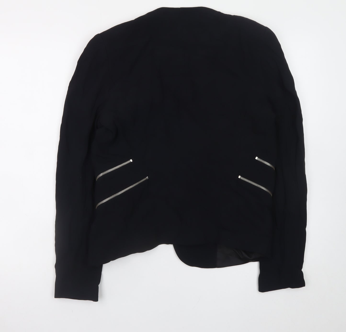 Zara Woman Black L Biker Blazer Jacket with Zips for Women