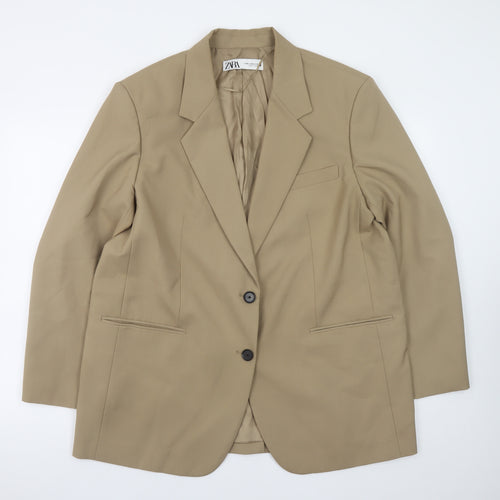 Zara Women Beige Long Sleeve Blazer 2XL Classic Business Jacket