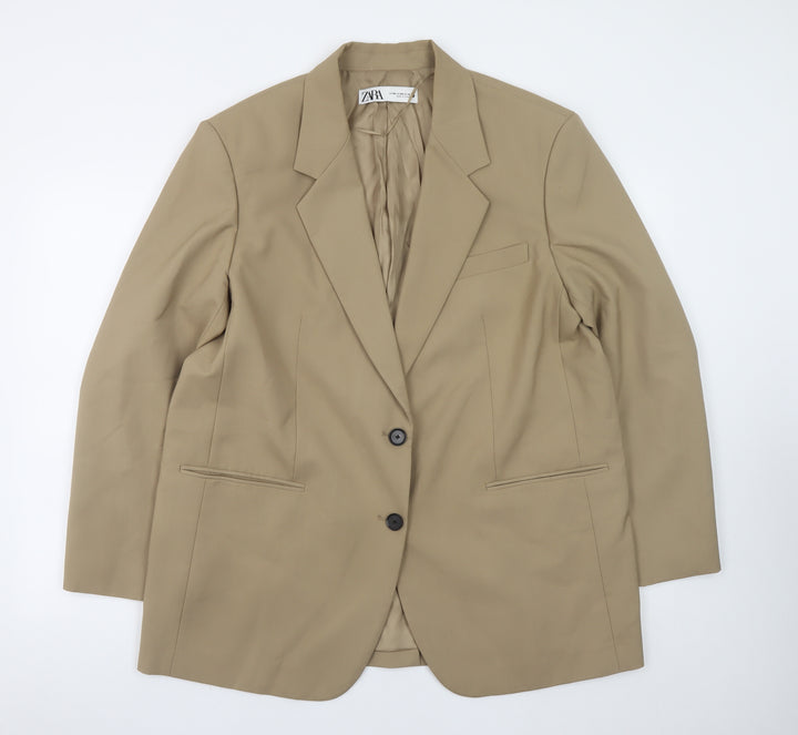 Zara Women Beige Long Sleeve Blazer 2XL Classic Business Jacket