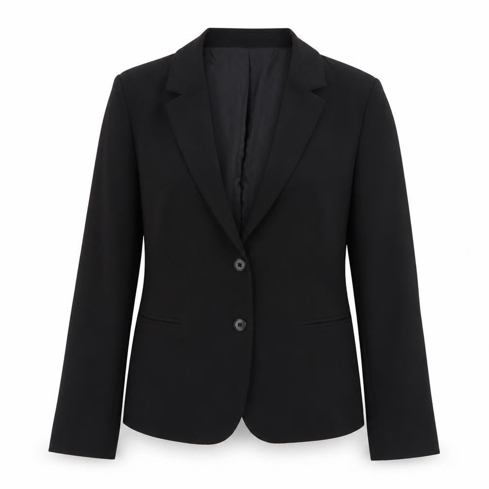 Front view of Montego Women’s Black Blazer Jacket, size UK 10, Regular Fit Workwear