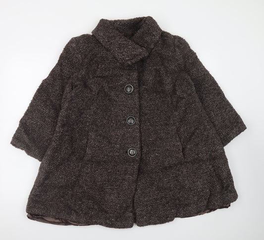 Kaliko Women’s Brown Wool Blend Mid-Length Coat Size 16