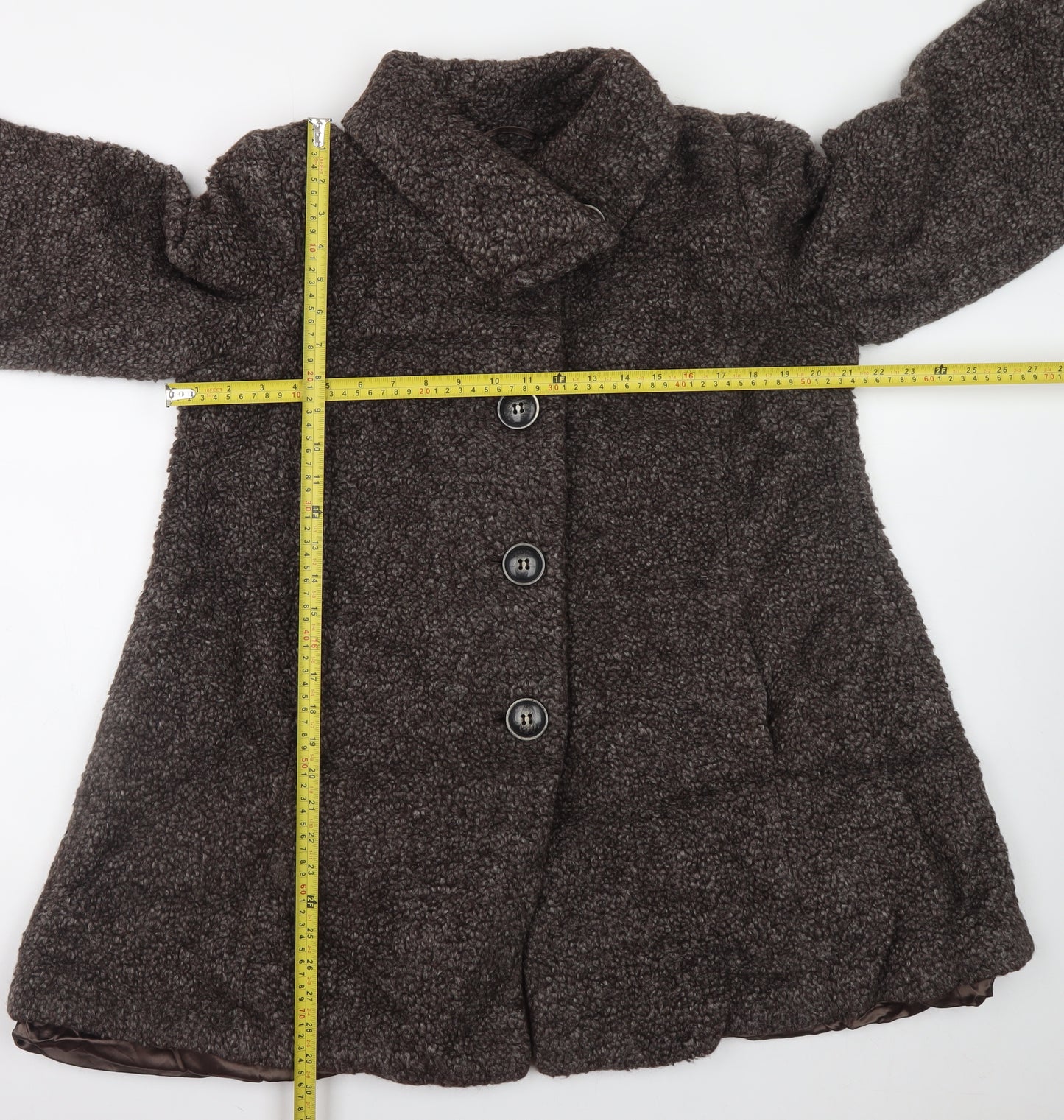 Kaliko Women’s Brown Wool Blend Mid-Length Coat Size 16