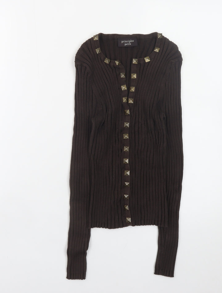 Principles Petite Women’s Brown Studded Cardigan Size 14