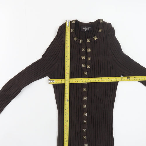 Principles Petite Women’s Brown Studded Cardigan Size 14