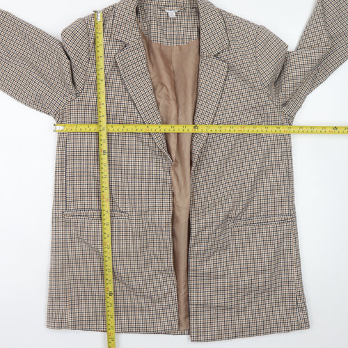 M&Co Women Beige Check Blazer UK14 Lined Mid-Length Jacket