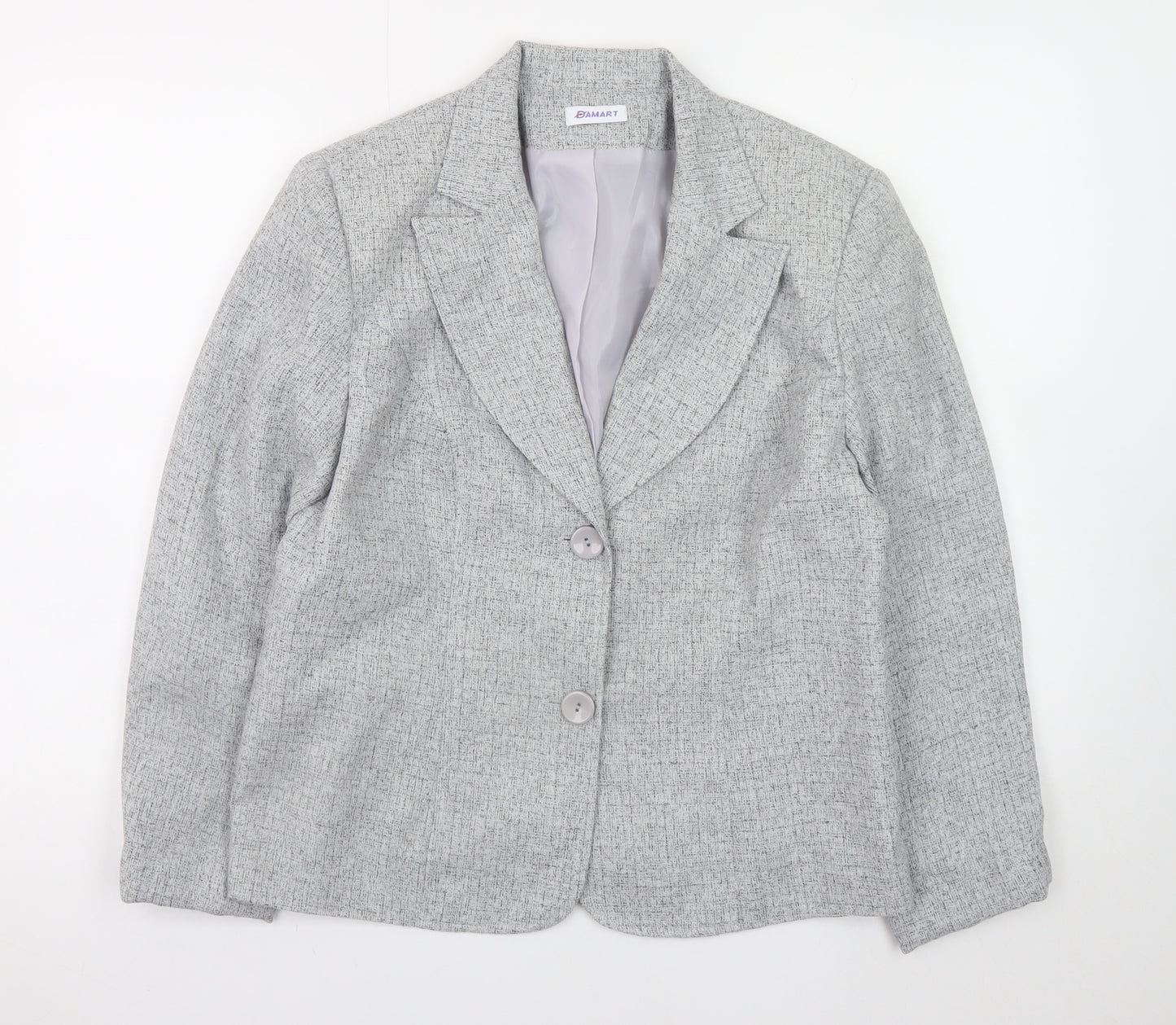 Damart Women Grey Blazer Jacket Size 16 Classic Workwear Style
