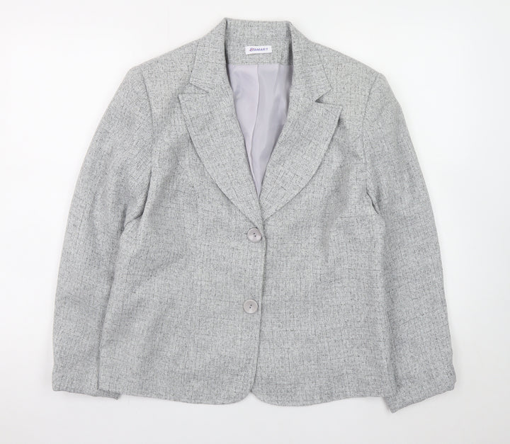 Damart Women Grey Blazer Jacket Size 16 Classic Workwear Style