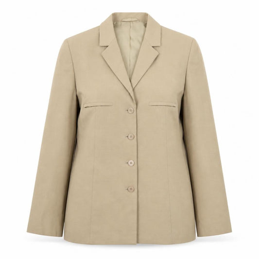 Front view of Next Women’s Beige Wool Blazer, size UK 12, Classic Formal Jacket