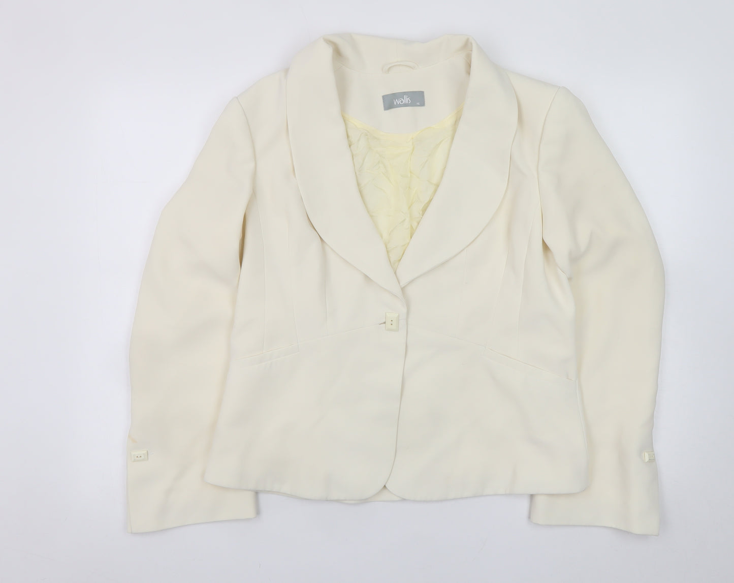 Wallis Women Ivory Blazer Size 16 Lined Polyester Business Jacket