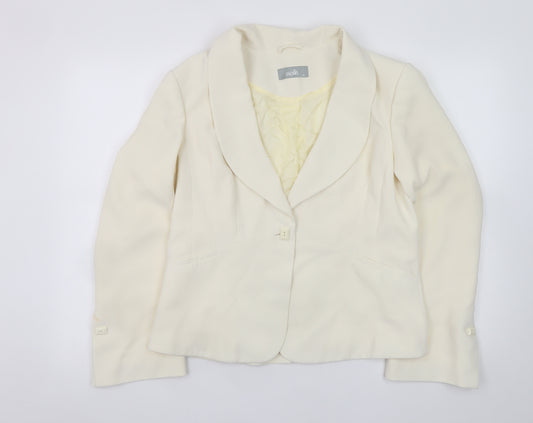 Wallis Women Ivory Blazer Size 16 Lined Polyester Business Jacket