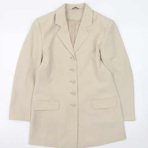 Modern Classics Women Beige Long Blazer Jacket UK 12 Polyester Lined