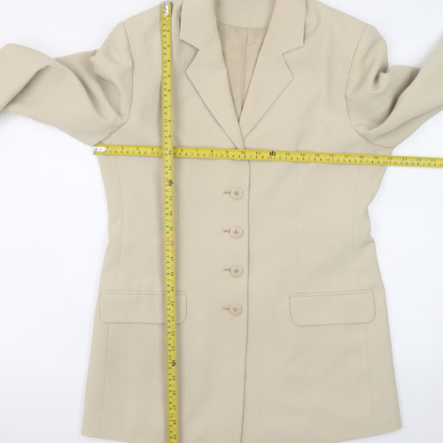 Modern Classics Women Beige Long Blazer Jacket UK 12 Polyester Lined