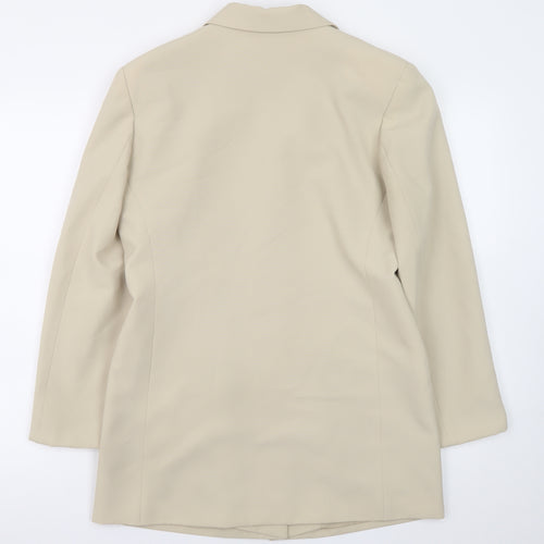 Modern Classics Women Beige Long Blazer Jacket UK 12 Polyester Lined