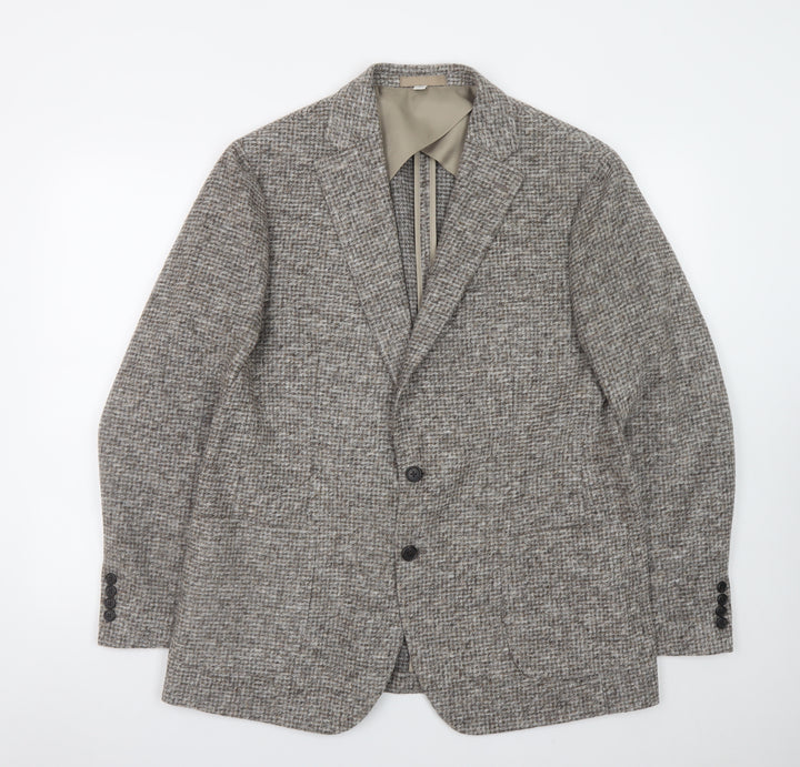 Marks and Spencer Men's Grey Wool Tweed Blazer 44 Regular Classic Fit
