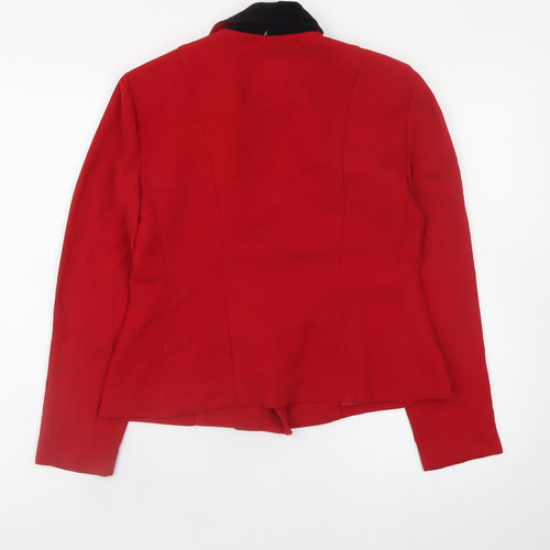 Plaza South Petite Red Pea Coat Jacket Women Size 8 Buttoned Classic