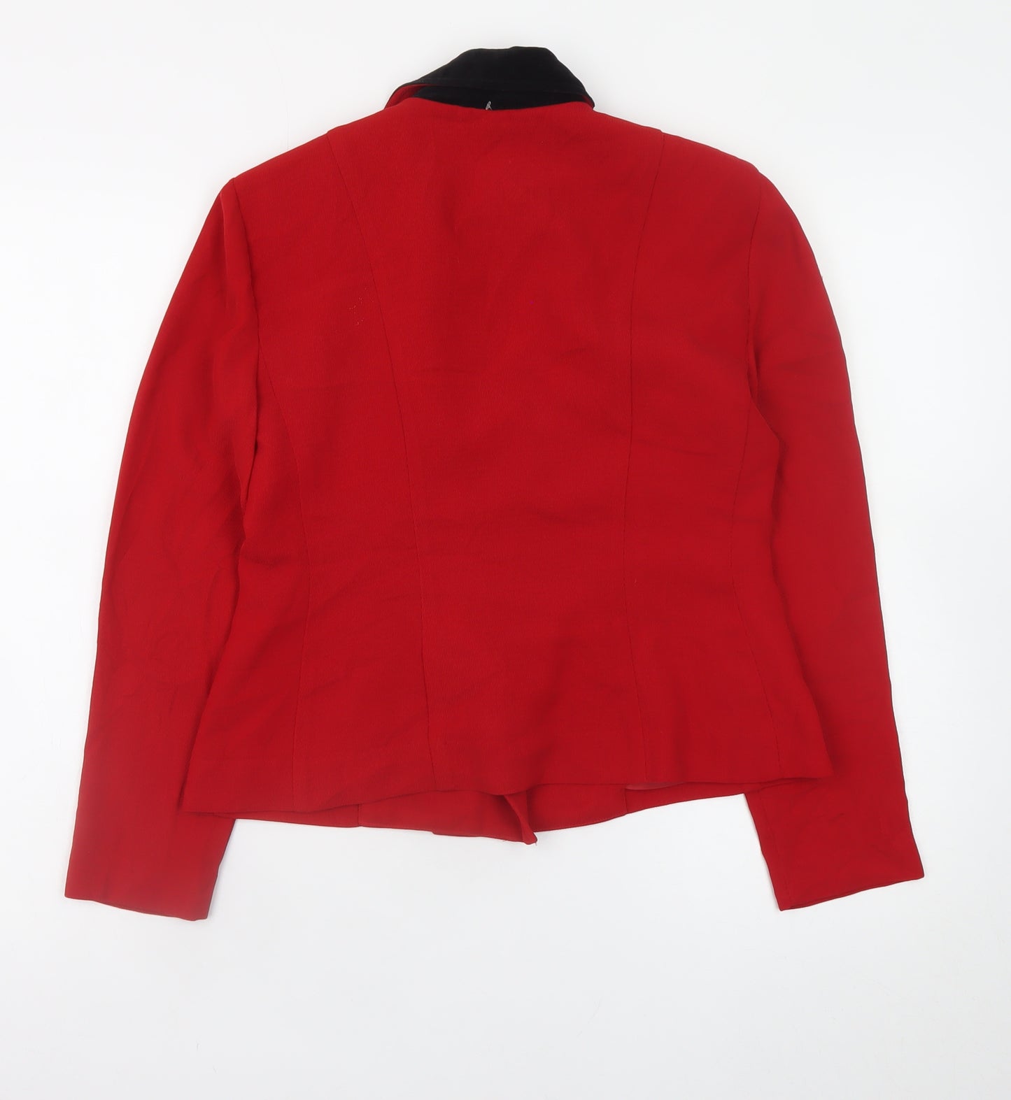 Plaza South Petite Red Pea Coat Jacket Women Size 8 Buttoned Classic
