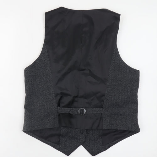 TU Women’s Grey Herringbone Tweed Waistcoat Size 14 Classic V-Neck