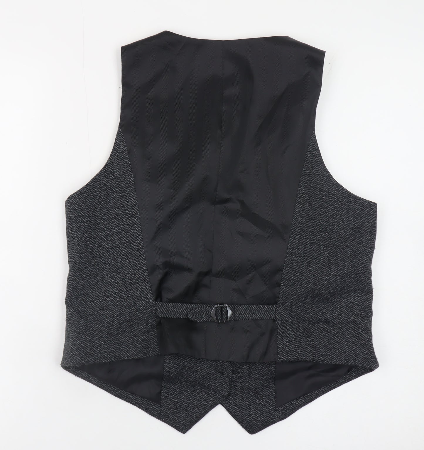 TU Women’s Grey Herringbone Tweed Waistcoat Size 14 Classic V-Neck