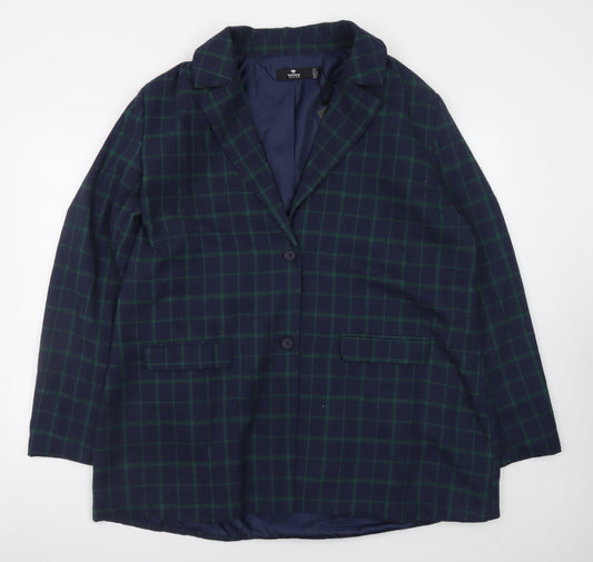 Heartbreak Women Navy Green Check Blazer Jacket Size 22 Cotton Blend