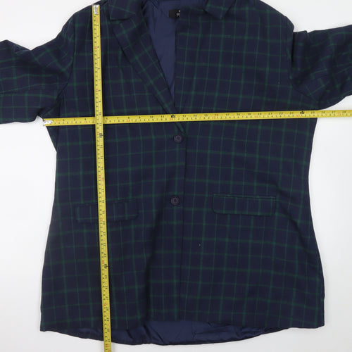 Heartbreak Women Navy Green Check Blazer Jacket Size 22 Cotton Blend