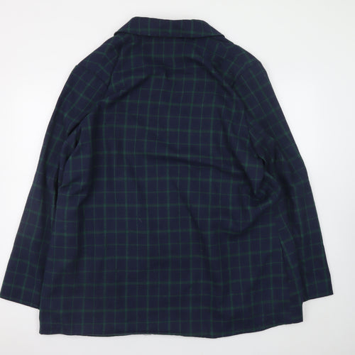 Heartbreak Women Navy Green Check Blazer Jacket Size 22 Cotton Blend