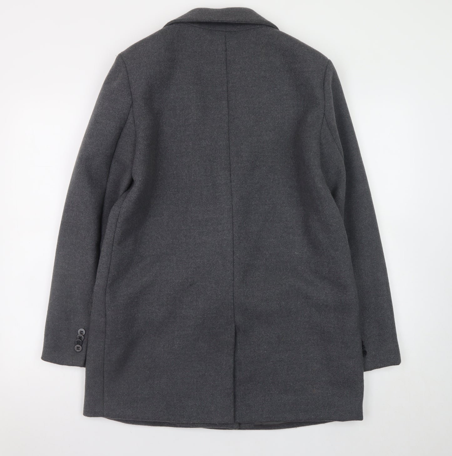 Pull & Bear Women Grey Wool Blend Mid-Length Overcoat Size 12