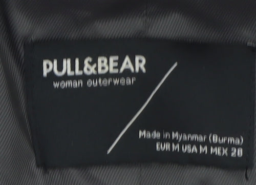 Pull & Bear Women Grey Wool Blend Mid-Length Overcoat Size 12