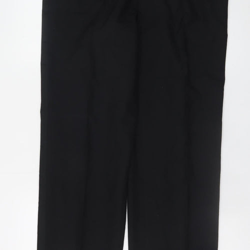 Marks and Spencer Mens Black Wool Blend Pleated Dress Trousers 34W 31L