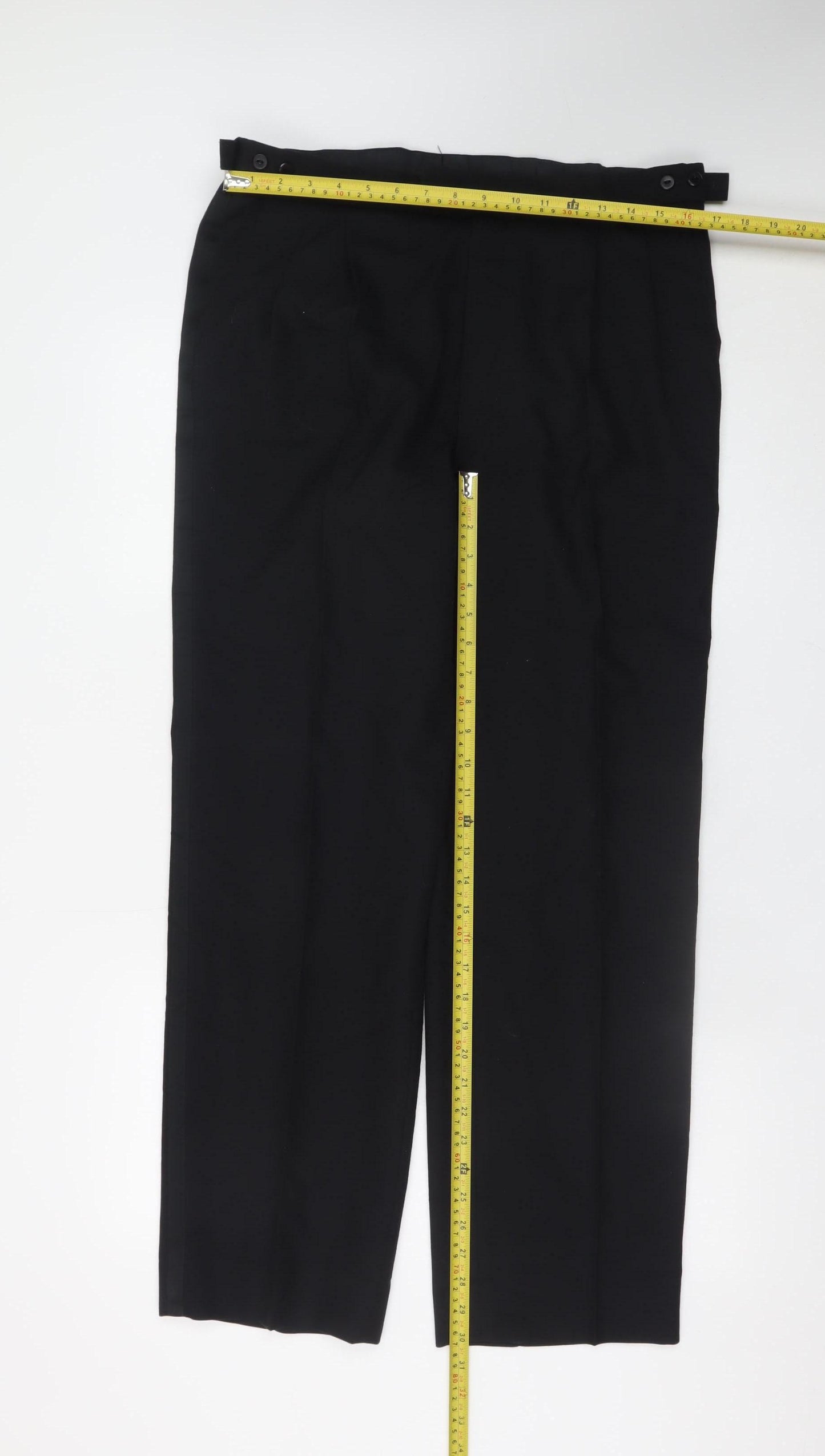 Marks and Spencer Mens Black Wool Blend Pleated Dress Trousers 34W 31L