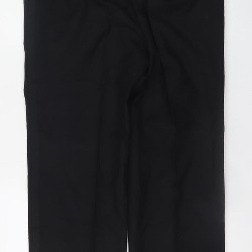 Marks and Spencer Mens Black Wool Blend Pleated Dress Trousers 34W 31L