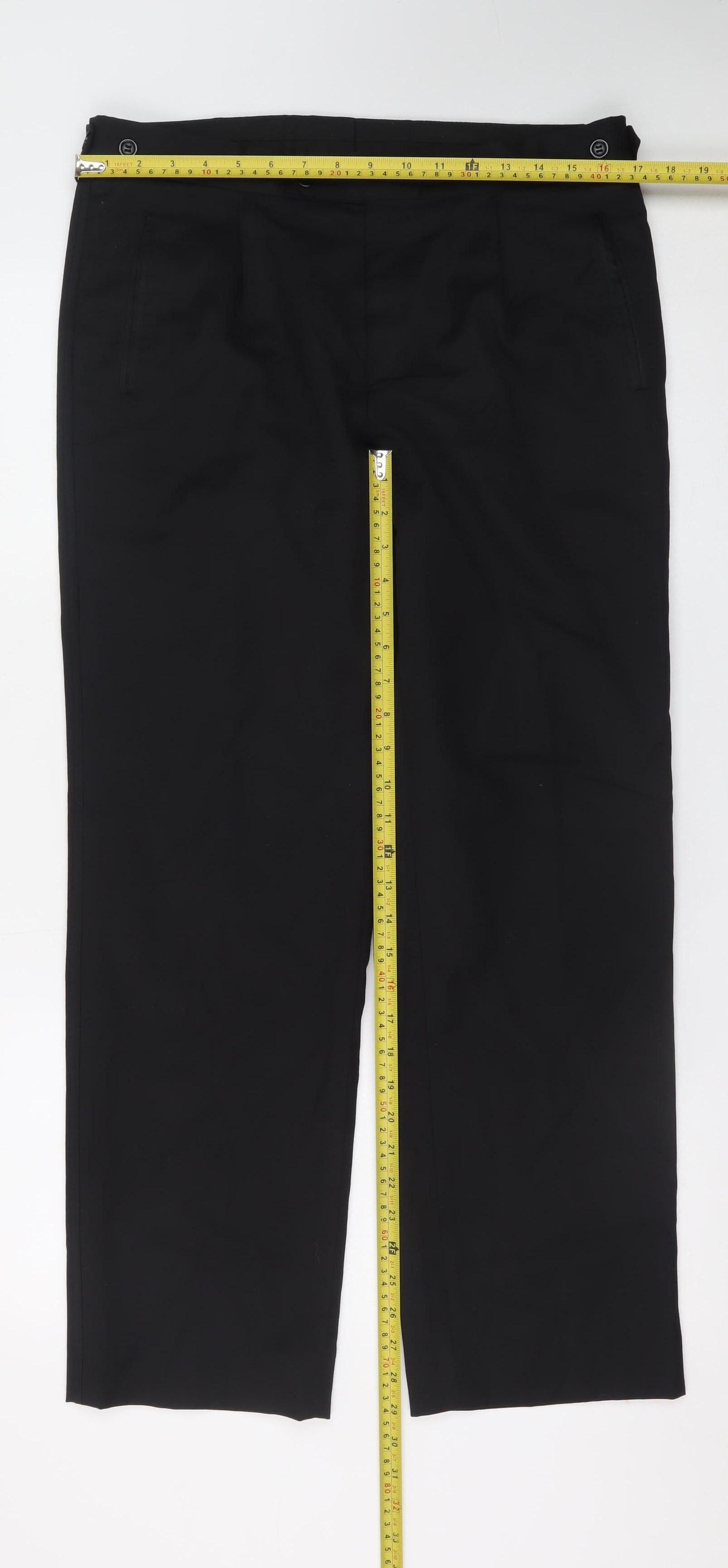 Alexander Dobell Men's Black Wool Blend Dress Trousers M