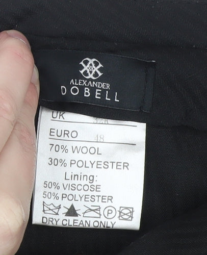 Alexander Dobell Men's Black Wool Blend Dress Trousers M