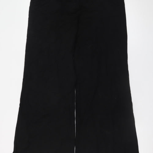 John Lewis Women’s Black Wide-Leg Linen Trousers Size 10