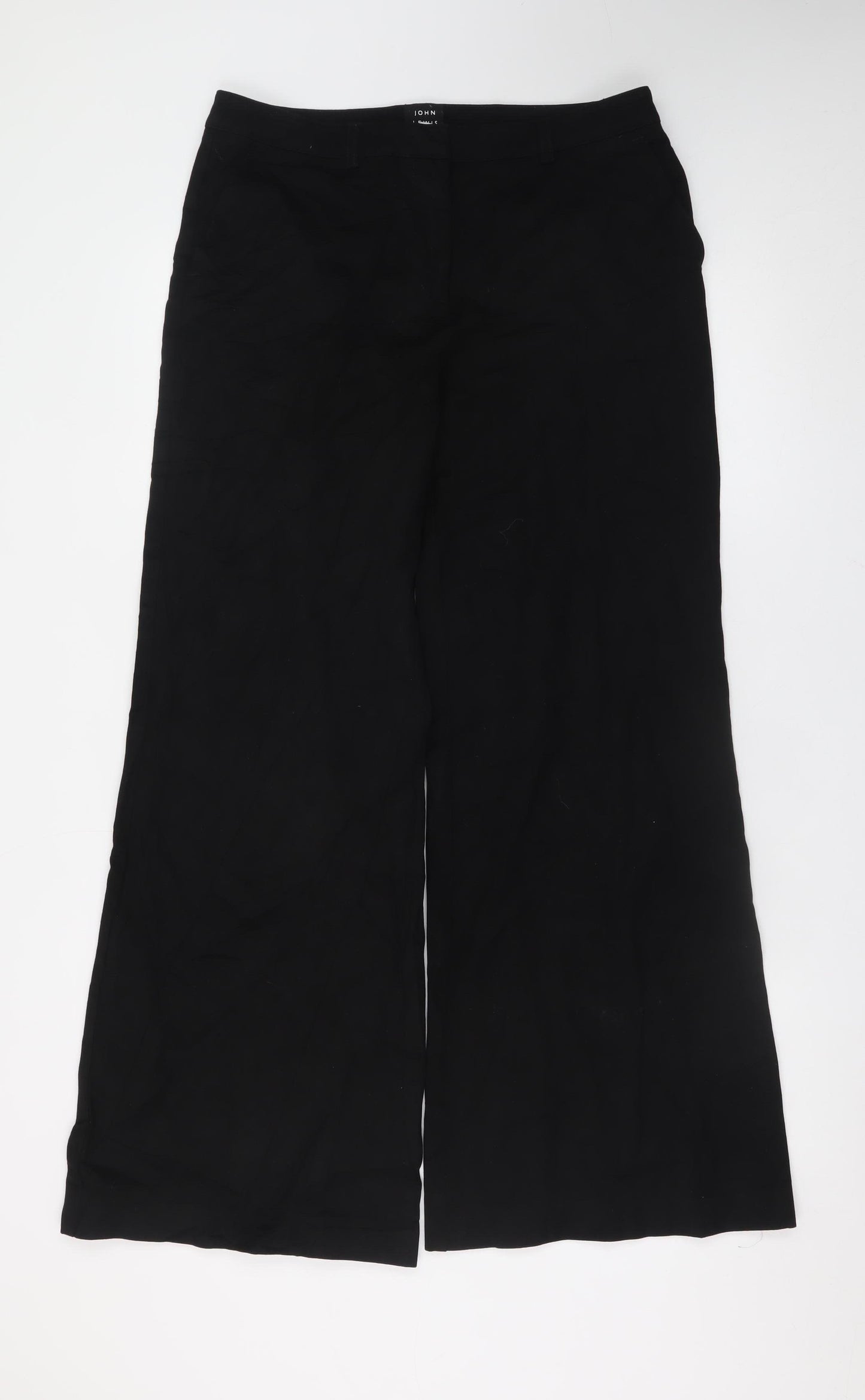 John Lewis Women’s Black Wide-Leg Linen Trousers Size 10